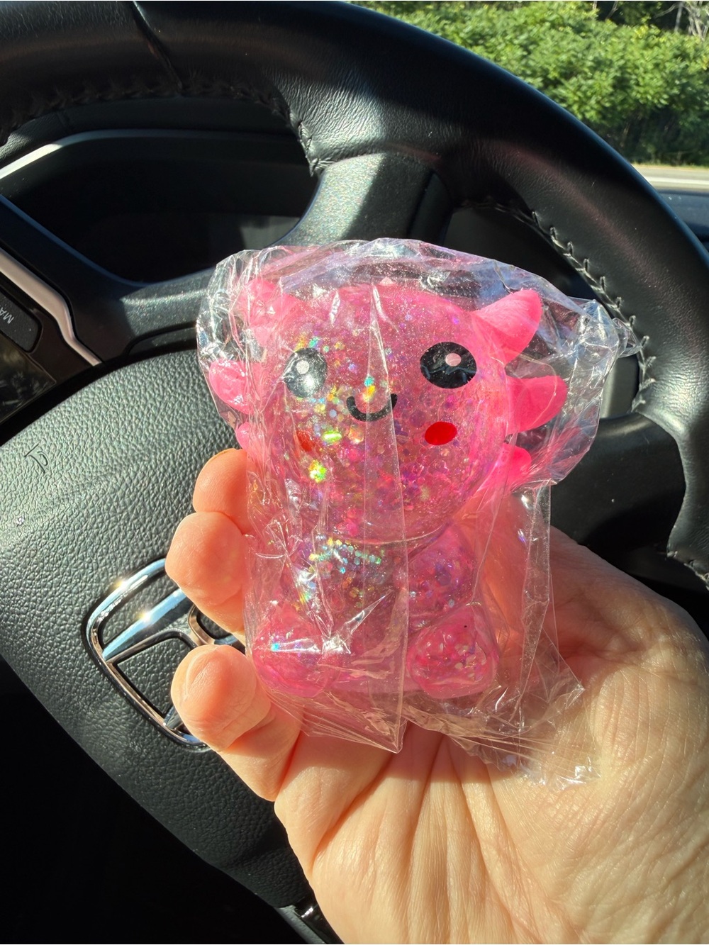 Pink Glitter Axolotl Squishy Toy